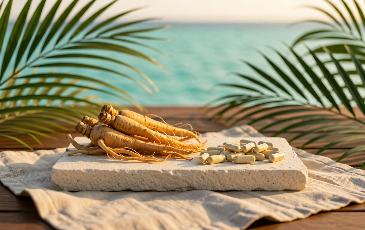 Ginseng root and natural capsules